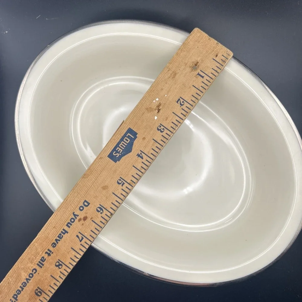 LENOX Ivory Fine China Montclair Platinum Trim Oval Serving Bowl | Vintage